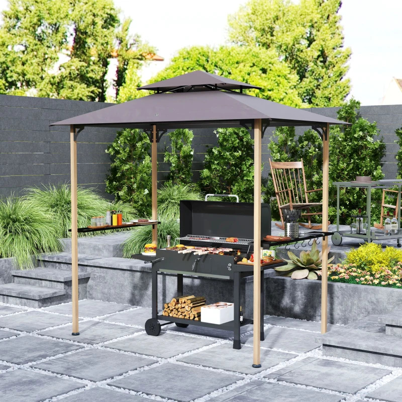 Outsunny 8 x 5 Foot Outdoor Grill Gazebo with Hooks