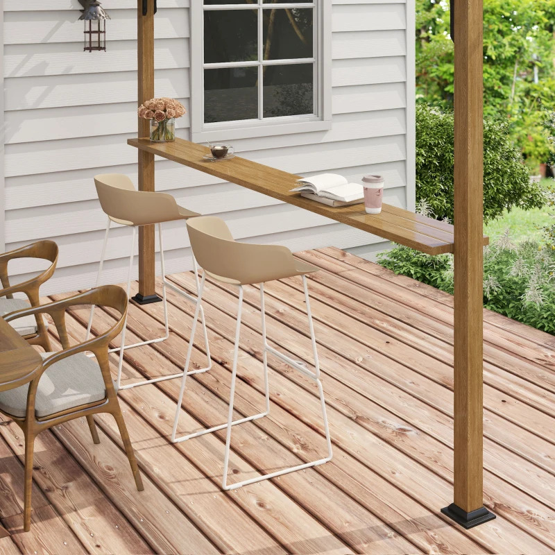 Outsunny 12 x 10 Foot Outdoor Pergola with Bar Counter