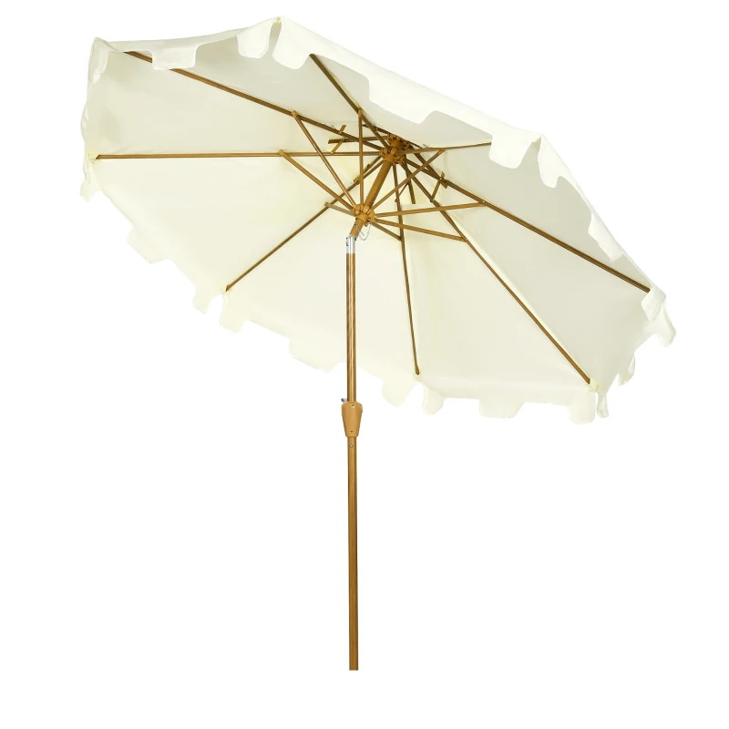 Outsunny 9 Foot Ruffled Patio Umbrella with Push Button Tilt and Crank