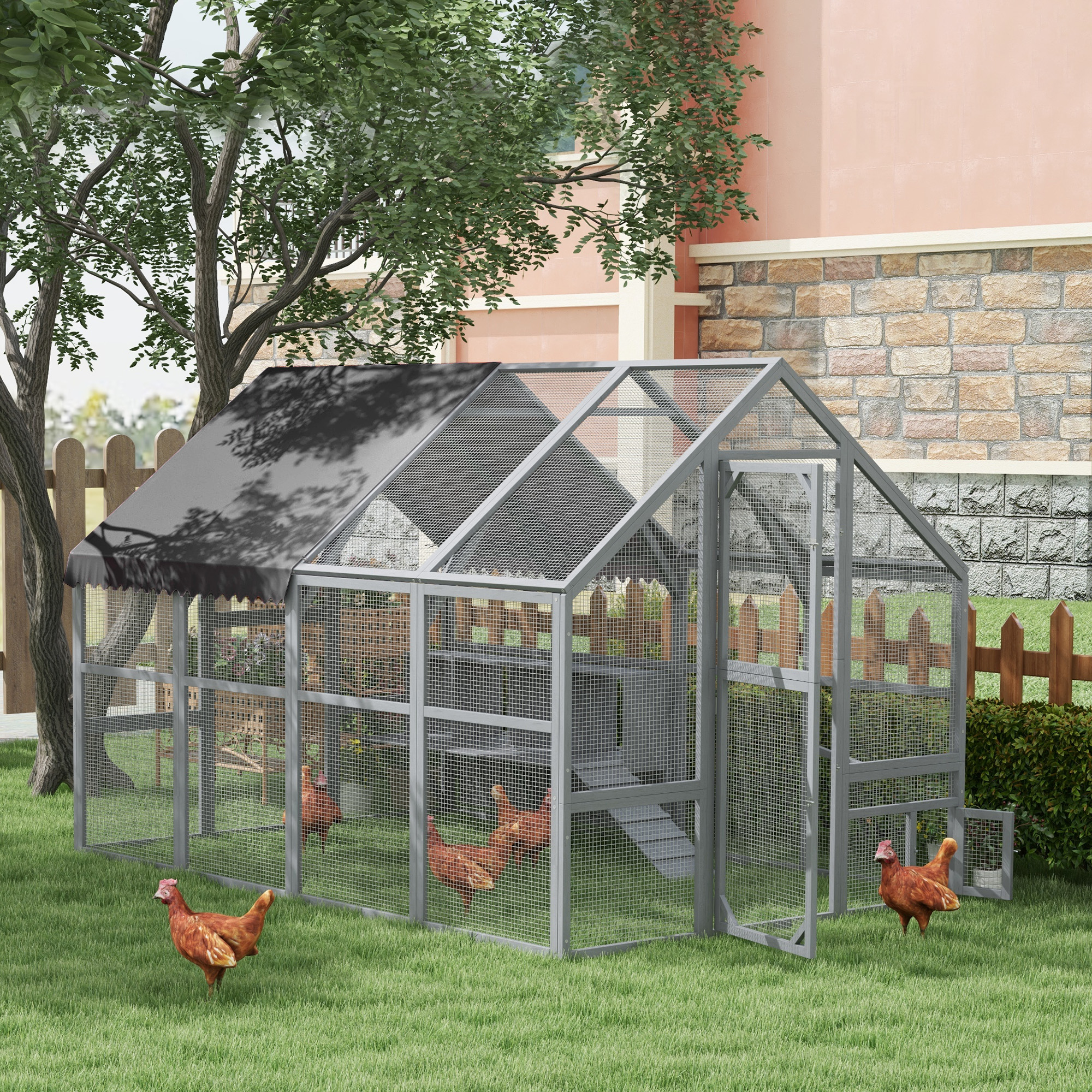 PawHut 111 Inch Wood Chicken Coop and Run
