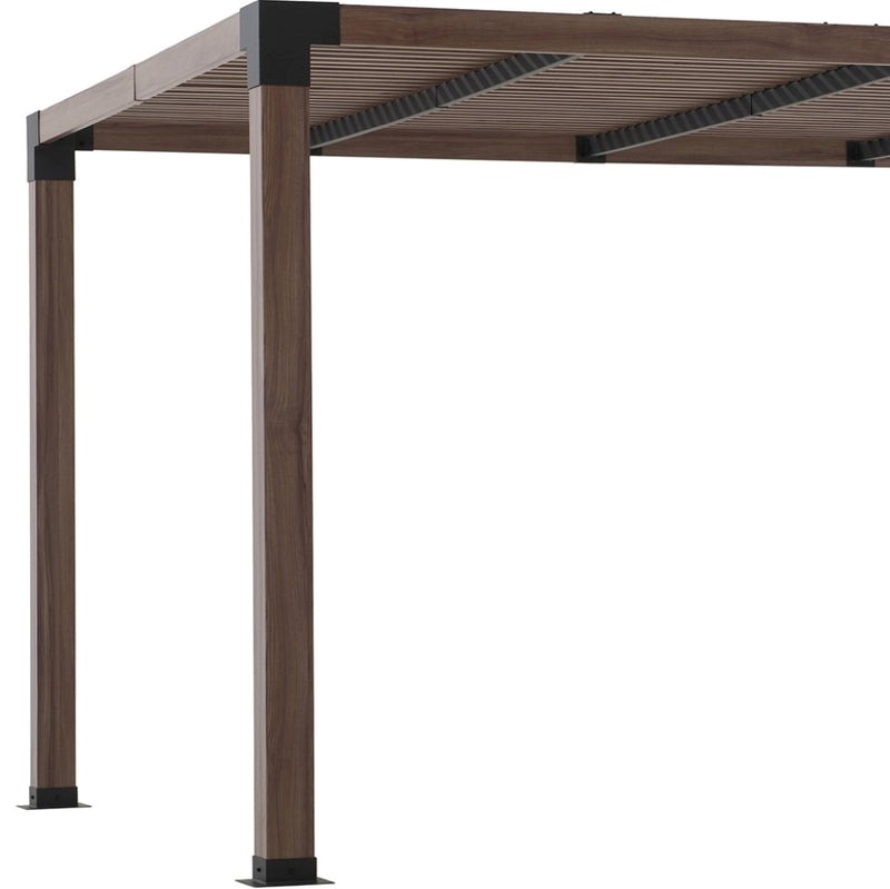 Sunjoy 12 x 10 Foot Brandon Modern Wood-Look Steel Pergola