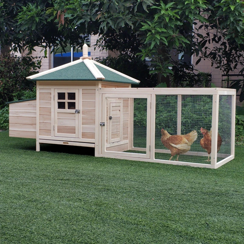 PawHut 77 Inch Wooden Chicken Coop with Removable Tray