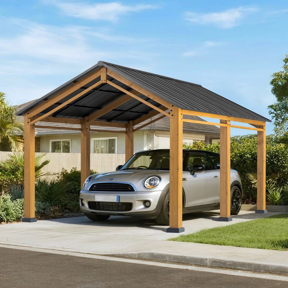 Sunjoy 13 x 11 Foot Hanover Cedar Carport and Gazebo