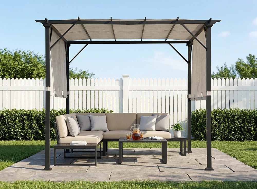 Sunjoy 9 x 9 Foot Classic Steel Pergola with Adjustable Shade
