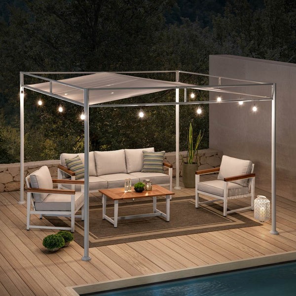 Sunjoy 10 x 10 Foot Darkeford Steel Frame Sling Fabric Pergola