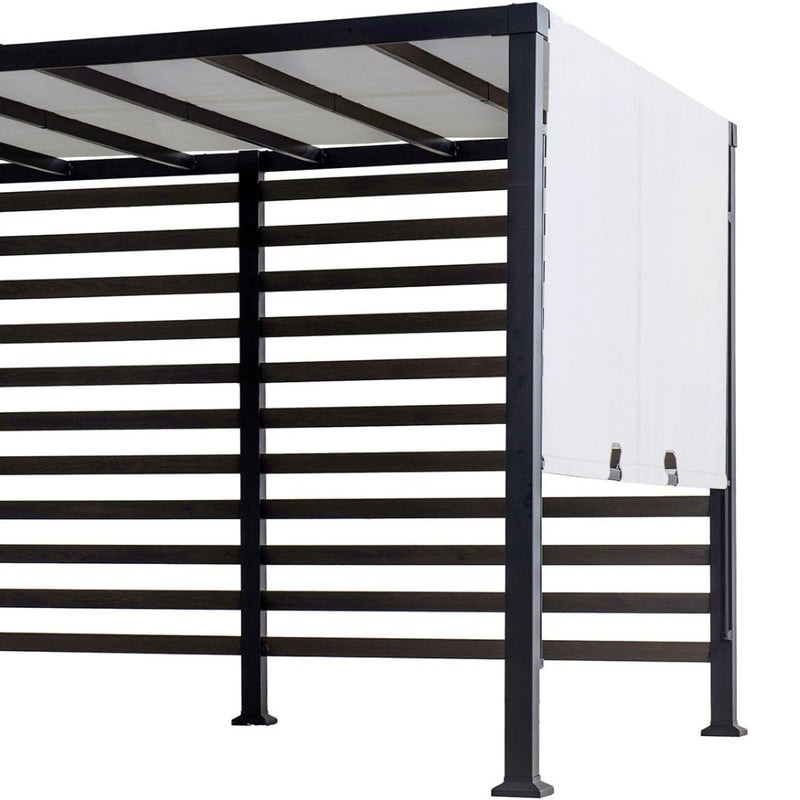 Sunjoy 10 x 12 Foot Modern Pergola Kit with Adjustable Shade and Privacy Wall