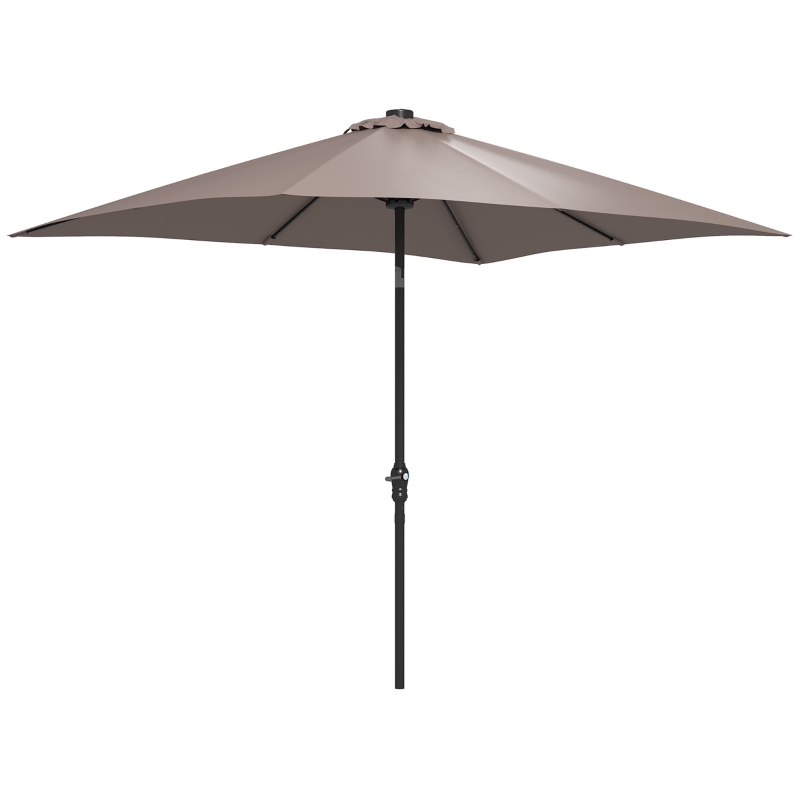 Outsunny 9 x 7 Foot Solar LED Lighted Patio Umbrella with Tilt and Crank