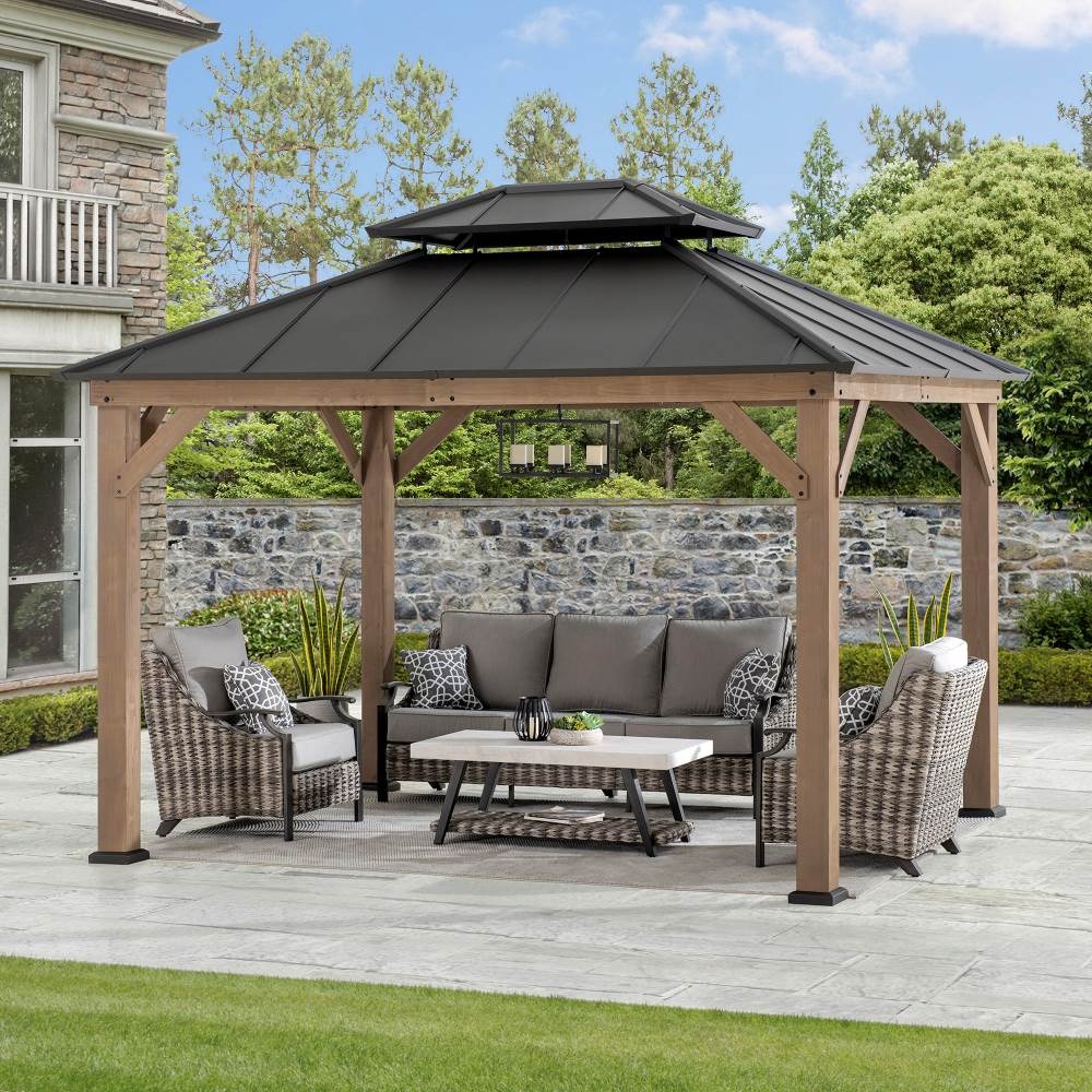 Sunjoy 10 x 12 Foot Cedar Frame Hardtop Gazebo