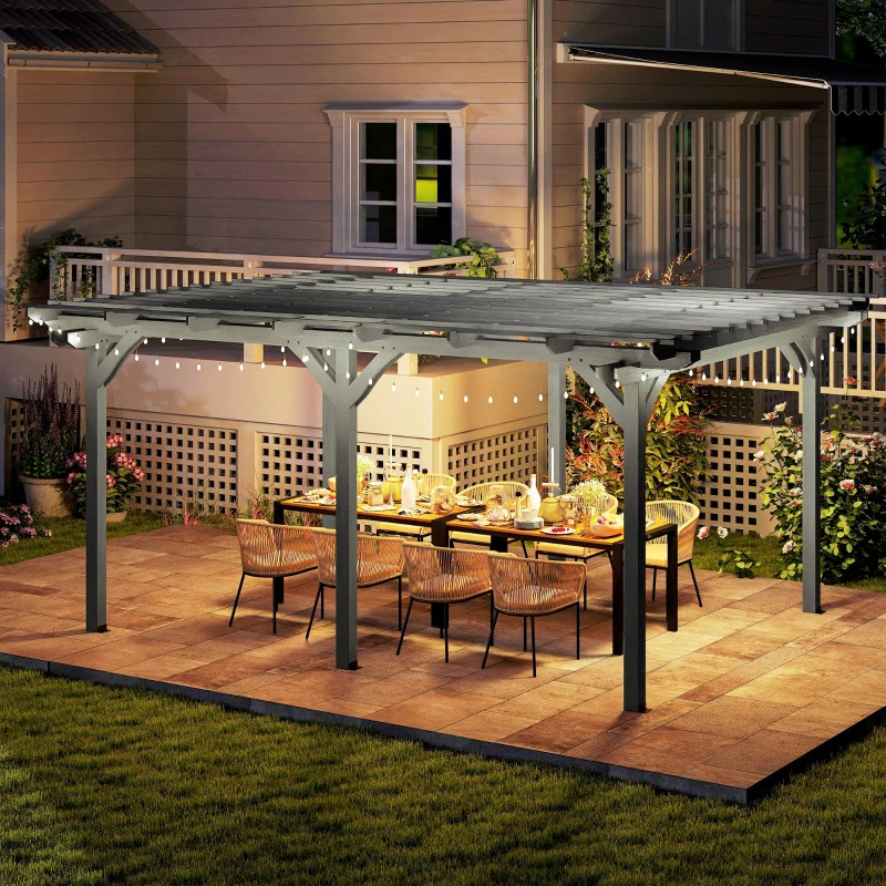 Outsunny 12 x 16 Foot Outdoor Wooden Pergola with Grape Trellis
