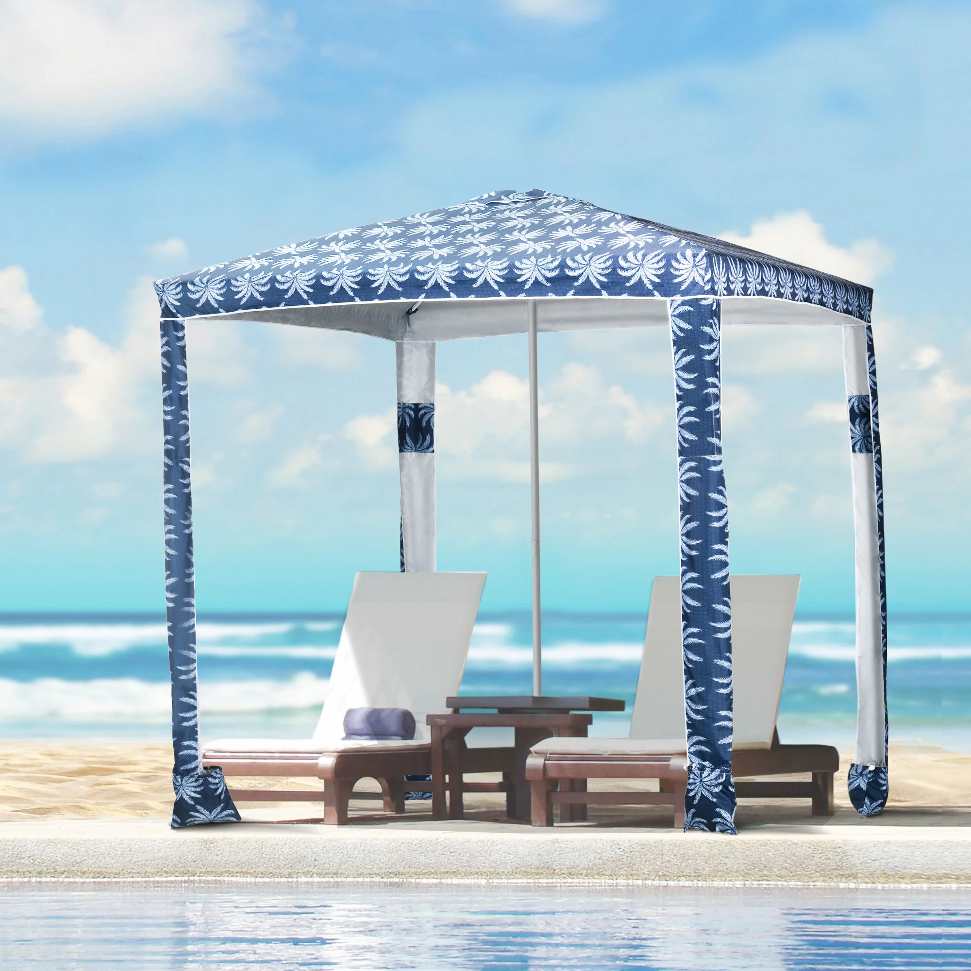 Outsunny 6 1/2 Foot Quick Beach Cabana Canopy Umbrella with Carry Bag