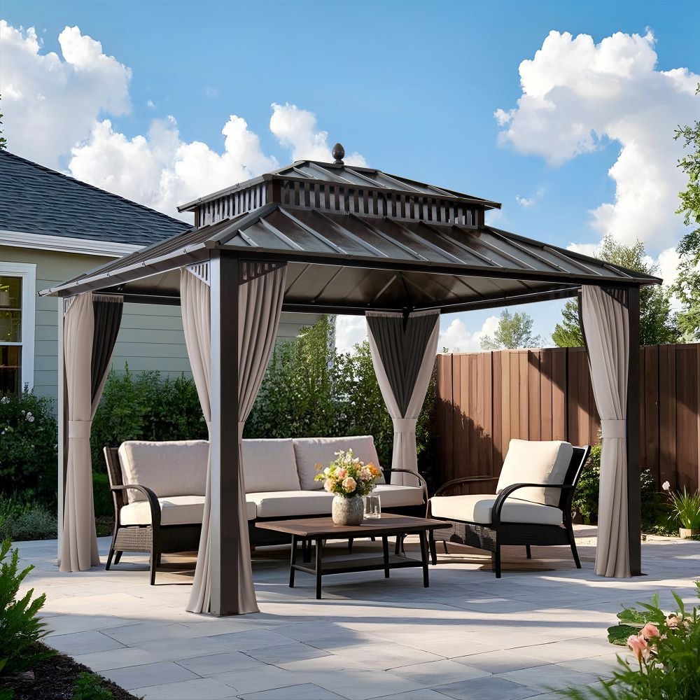 Sunjoy 12 x 10 Foot Kingston Extra-Tall Steel Hardtop Gazebo