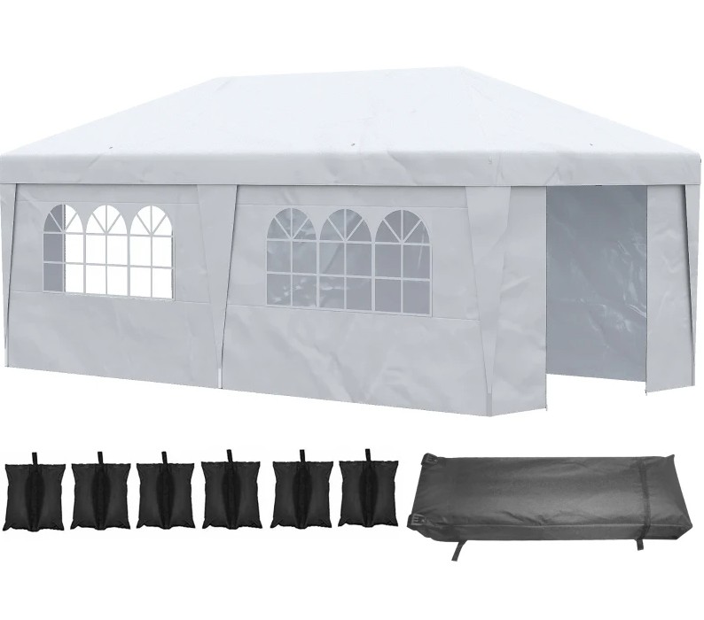 Outsunny 10 x 19 1/2 Foot Pop Up Canopy Tent with Sidewalls
