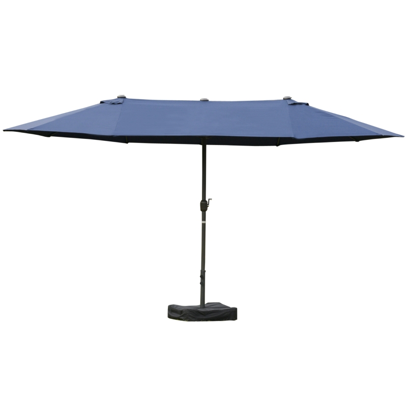 Outsunny 15 Foot Rectangular Double Sided Patio Umbrella with Base