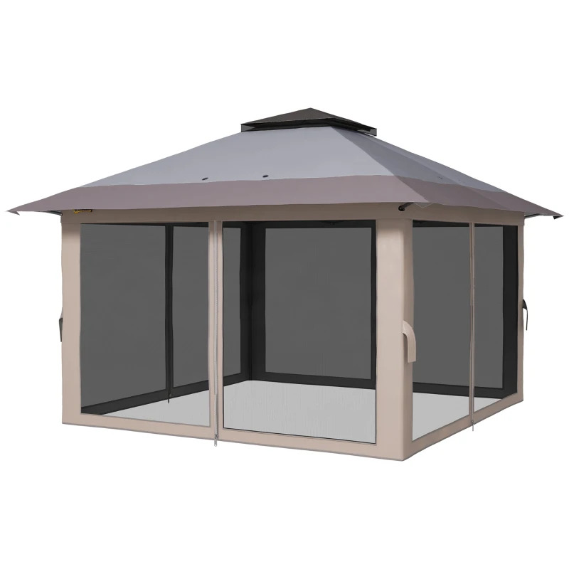 Outsunny 13 x 13 Foot Pop Up Gazebo with 2-Tier Roof