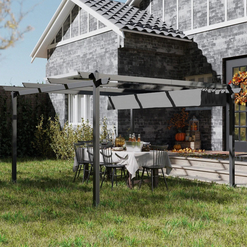 Outsunny 13 x 13 Foot Aluminum Retractable Pergola Canopy