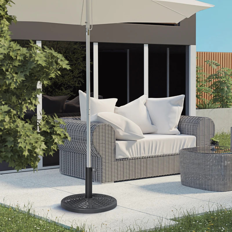 Outsunny 21 Inch Woven-Look Heavy-Duty Market Umbrella Base