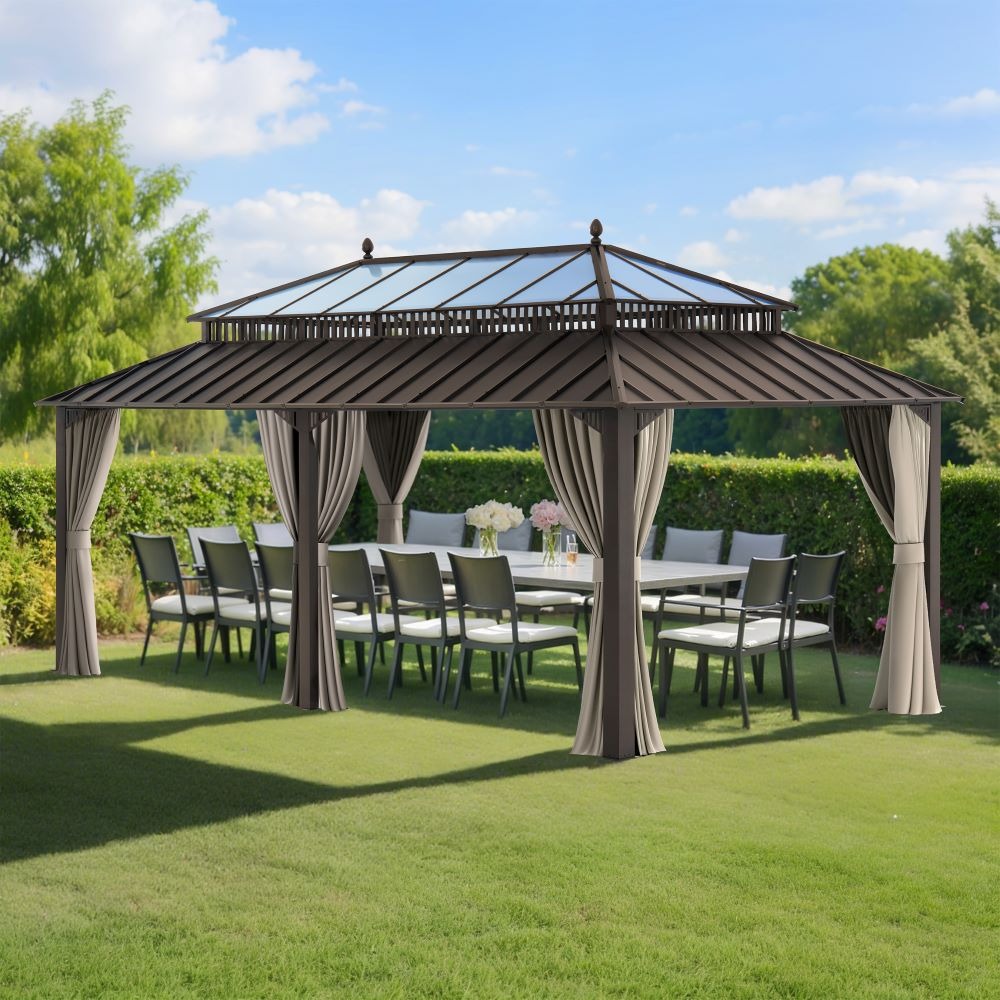 Sunjoy 20 x 12 Foot Kingston Extra-Tall Steel and Poly-Carb Hardtop Gazebo