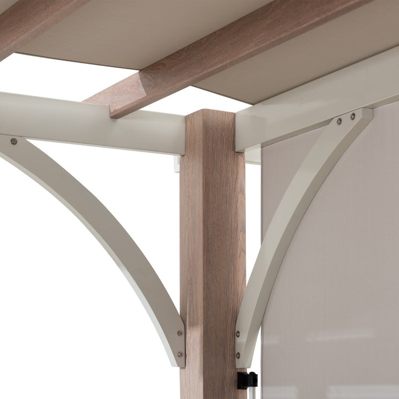 Sunjoy 12 x 14 Foot Delrey Sliding Shade Wood-Look Steel Pergola