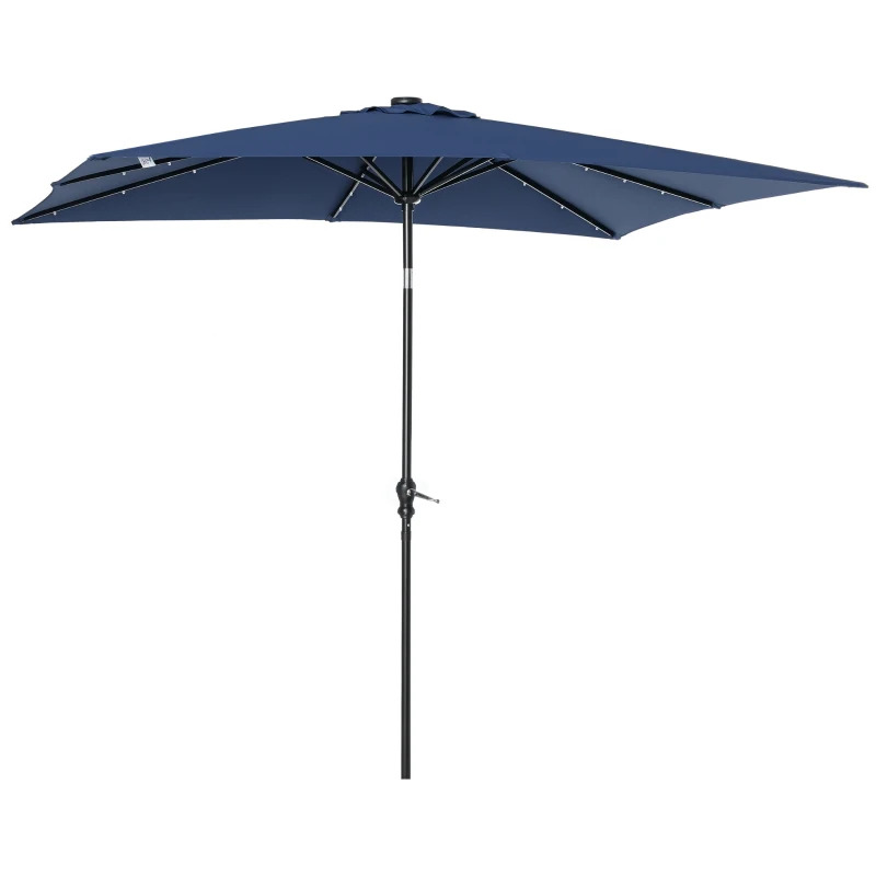 Outsunny 9 x 7 Foot Solar LED Lighted Patio Umbrella with Tilt and Crank