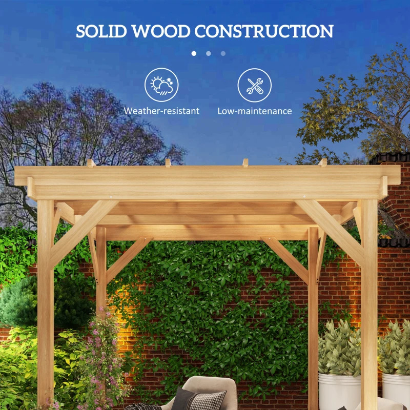Outsunny 7 x 7 Foot Wood Pergola with Grape Trellis