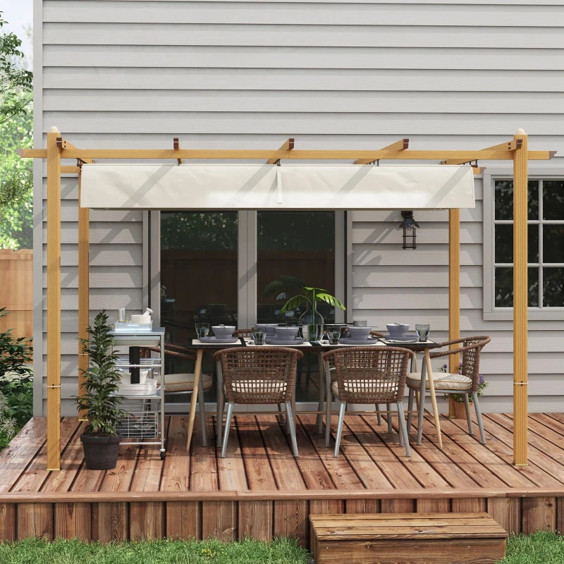 Outsunny 10 x 13 Foot Retractable Aluminum Pergola Canopy