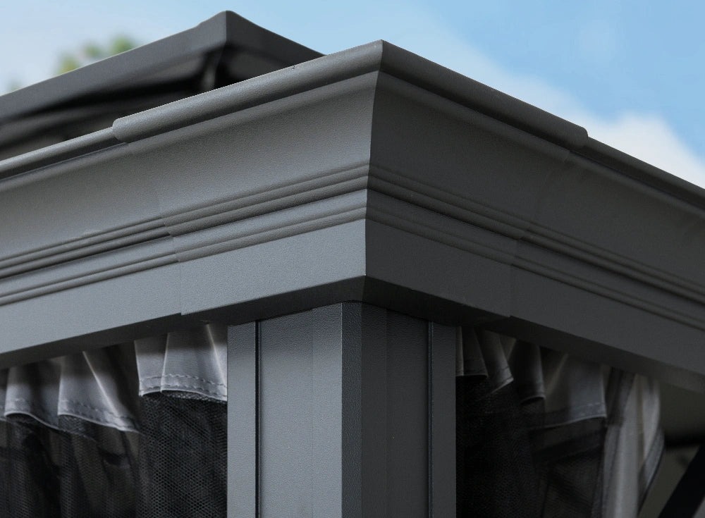 Sunjoy 10 x 12 Foot Merston Two-Tier Aluminum Gazebo with Solar Panel