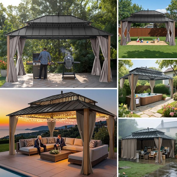 Sunjoy 12 x 16 Foot Kingston Extra-Tall Steel Hardtop Gazebo