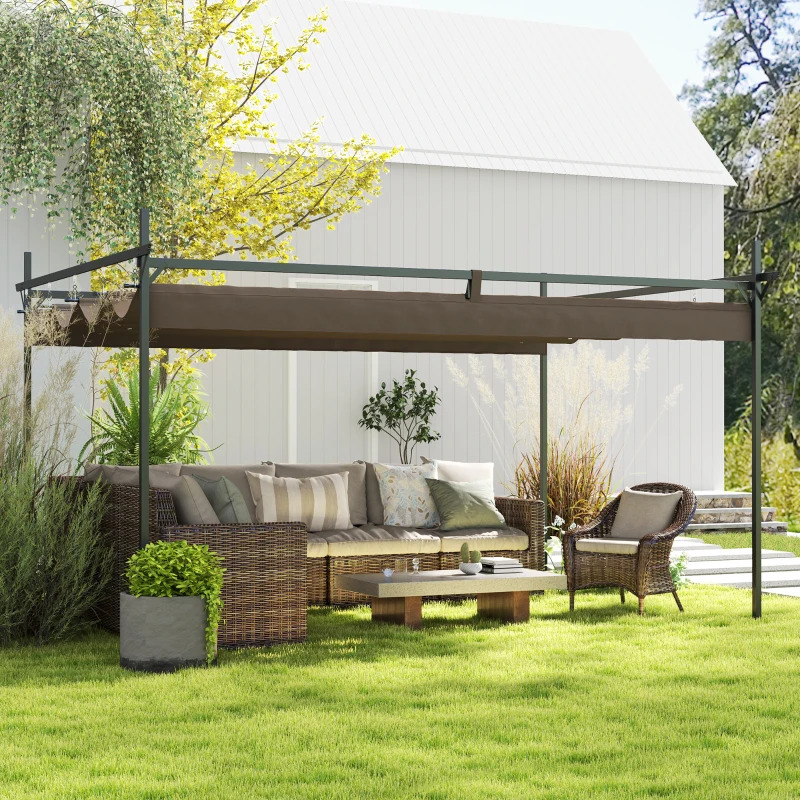 Outsunny 10 x 13 Foot Metal Retractable Pergola Canopy