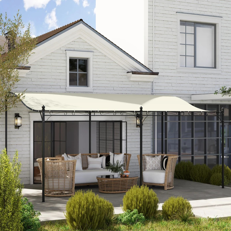 Outsunny 10 x 16 Foot Wall-Mounted Outdoor Pergola Canopy