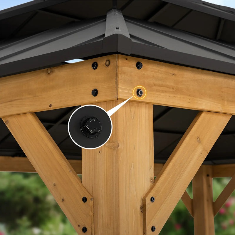 Sunjoy 13 Foot Octagonal Hardtop Cedar Gazebo