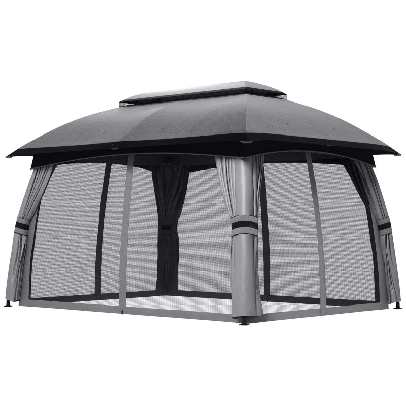Outsunny 10 x 13 Foot Outdoor Vented Roof Gazebo with Netting