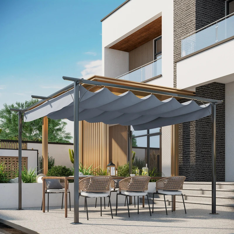 Outsunny 11 1/2 x 11 1/2 Foot Outdoor Retractable Pergola