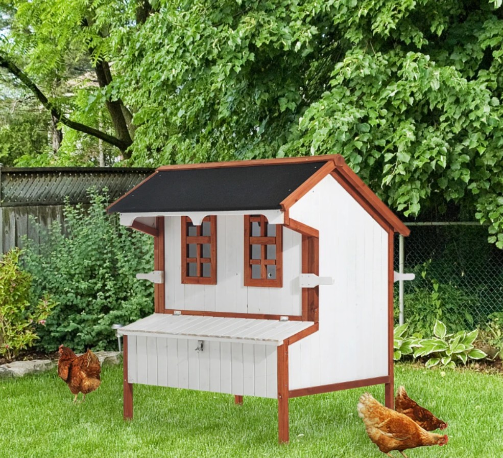 PawHut 44 Inch Wooden Chicken Coop