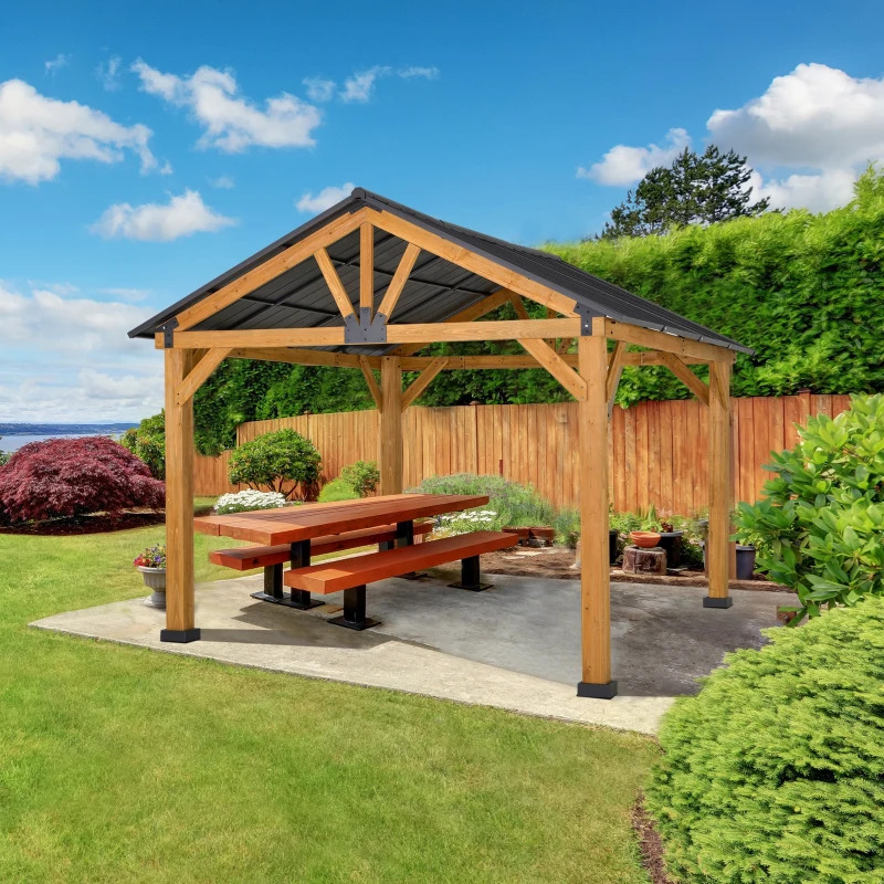Outsunny 11 x 13 Foot Hardtop Gazebo with Galvanized Steel Roof