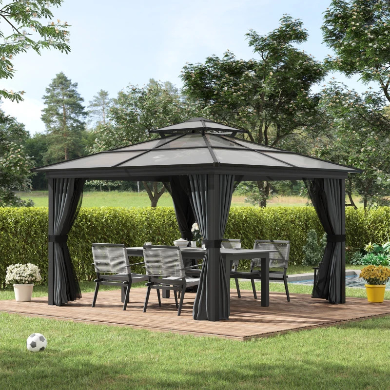 Outsunny 10 x 10 Hardtop Gazebo Canopy with Polycarbonate Roof