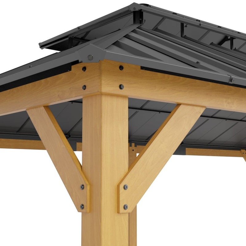 Sunjoy 12 x 20 Foot Archwood Galvanized Steel Roof Gazebo