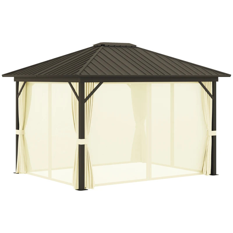 Outsunny 10 x 12 Foot 095 Hardtop Gazebo with Curtains and Netting