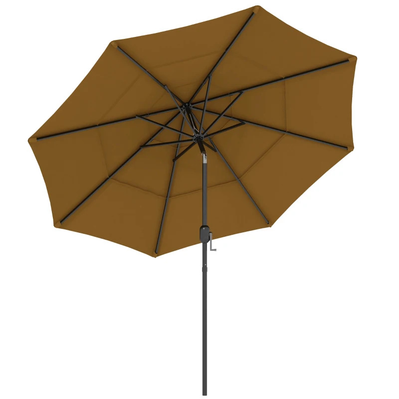 Outsunny 9 Foot 3-Tier Market Umbrella with Crank