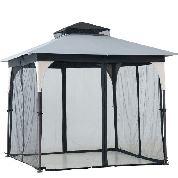 Sunjoy 9 1/2 x 9 1/2 Foot Netted Soft-Top Garden Gazebo