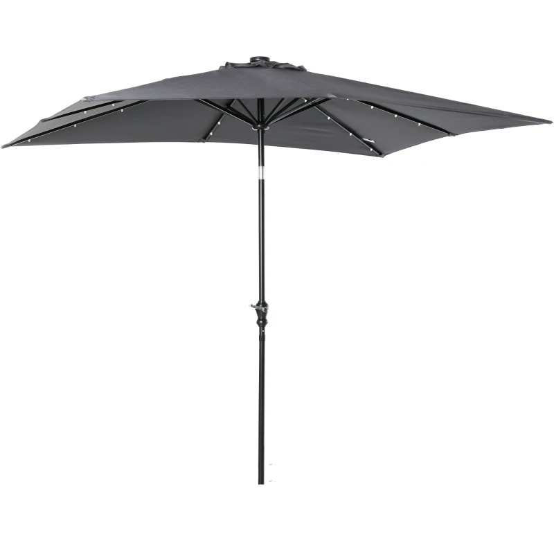 Outsunny 9 x 7 Foot Solar LED Lighted Patio Umbrella with Tilt and Crank