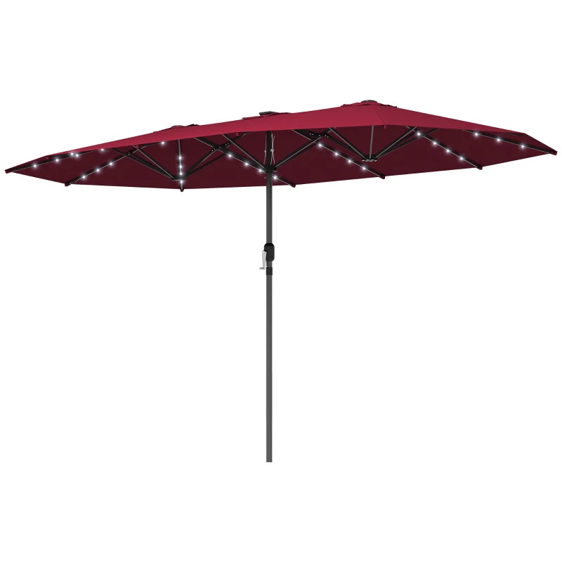 Outsunny Double Sided Solar LED Garden Parasol