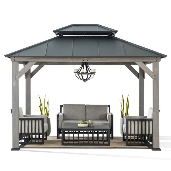 Sunjoy 10 x 12 Foot Cedar Frame Hardtop Gazebo