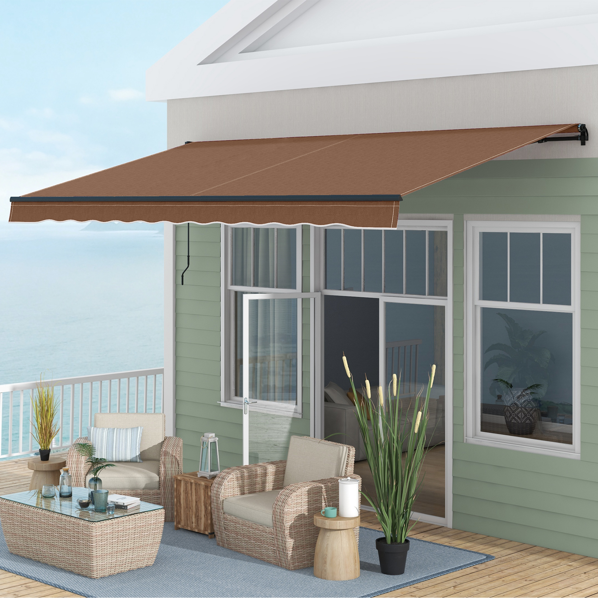 Outsunny 16 x 10 Foot Retractable Sunshade Awning