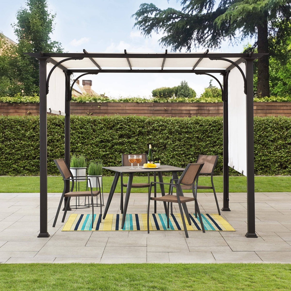 Sunjoy 10 x 10 Foot Classic Steel Pergola with Adjustable Shade