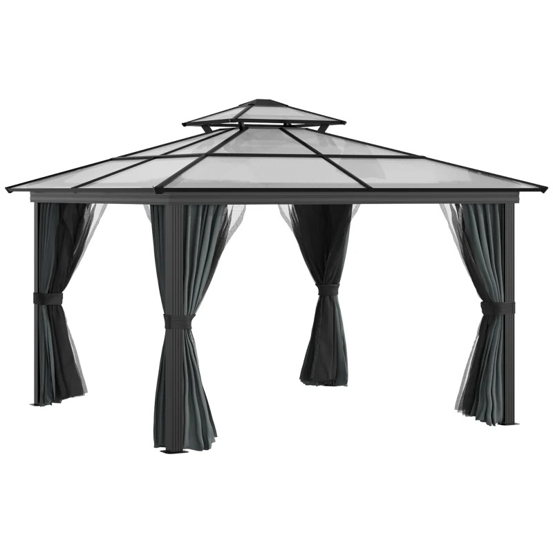 Outsunny 10 x 10 Hardtop Gazebo Canopy with Polycarbonate Roof