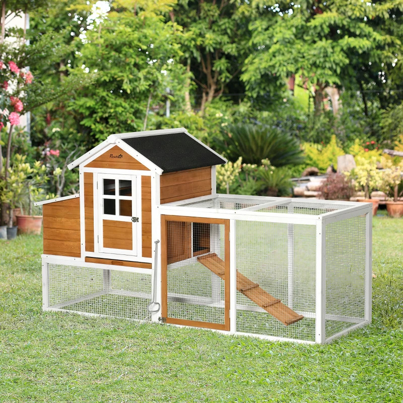 PawHut 76 Inch Wooden Chicken Coop