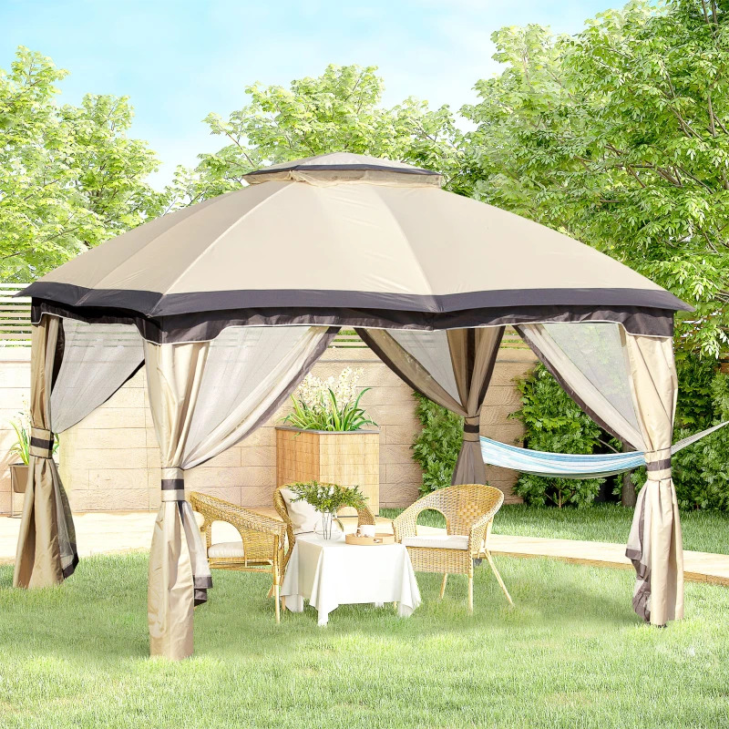 Outsunny 10 x 12 Foot Outdoor Gazebo with Double Vented Roof