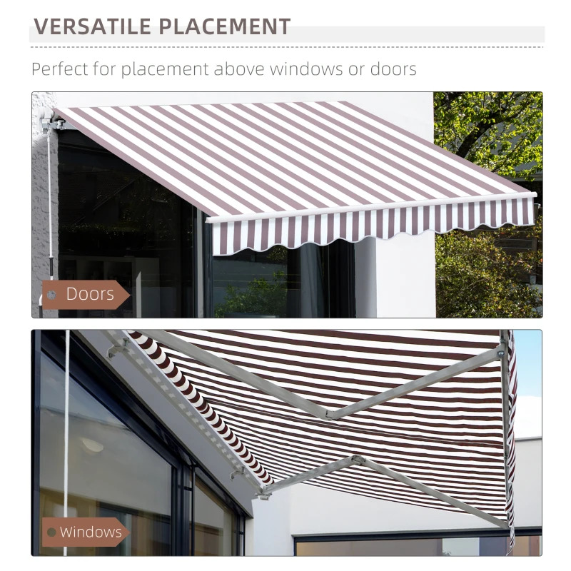 Outsunny 10 x 8 Foot Easy Crank Manual Retractable Sun Shade Patio Awning