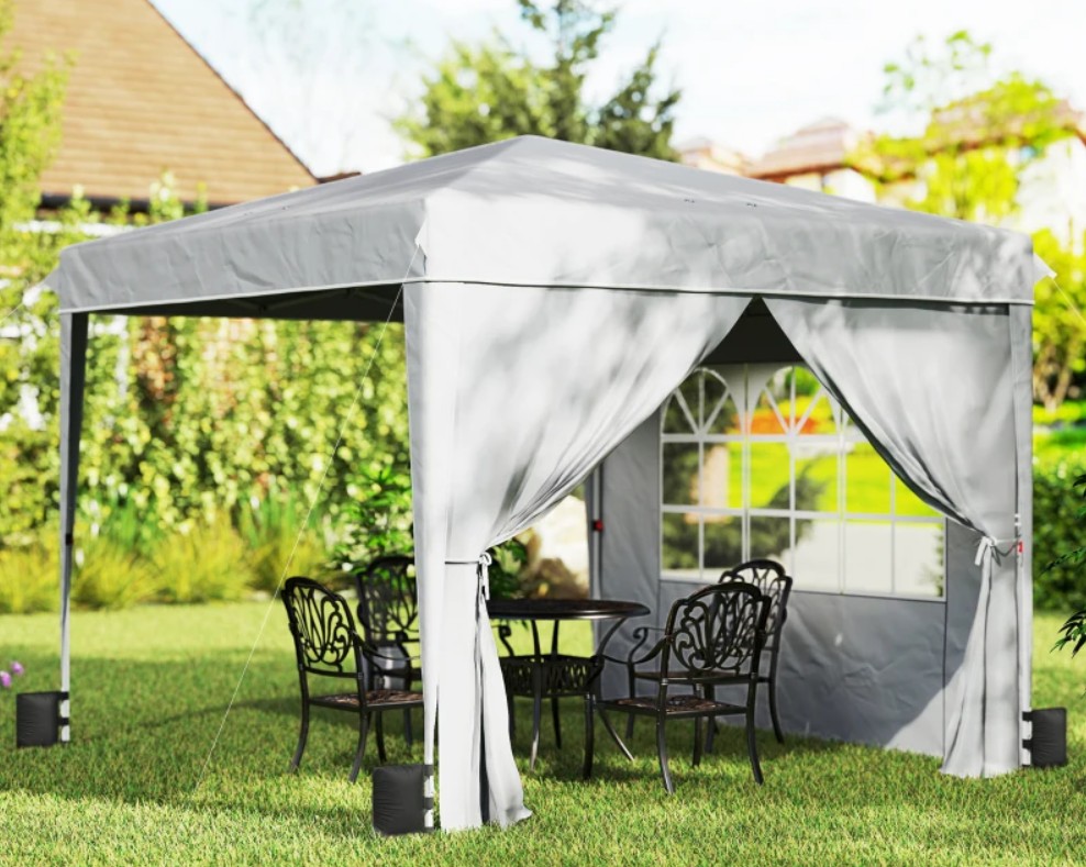 Outsunny 10 x 10 Foot Pop Up Canopy Tent with Sidewalls and Window