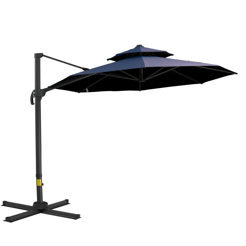 Outsunny 11 Foot Double Roof Cantilever Patio Umbrella with Base